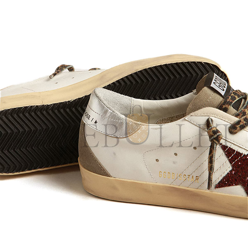 GOLDEN GOOSE BURGUNDY GLITTER STAR AND SILVER HEEL TAB GWF00102